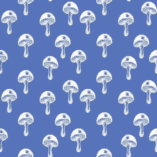 Nahtloses Muster mit handgezeichneten Pilzen — Stockvektor