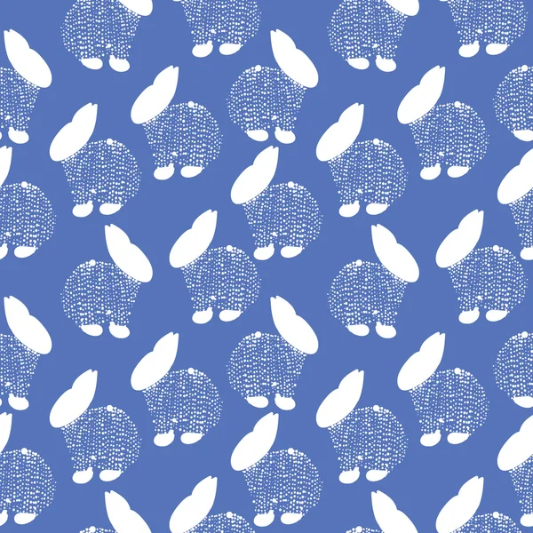 Seamless pattern with doodle rabbits — Stock Vector