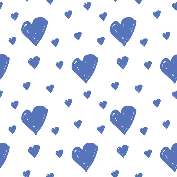 Minimalistic seamless pattern with hand drawn hearts — Stock Vector