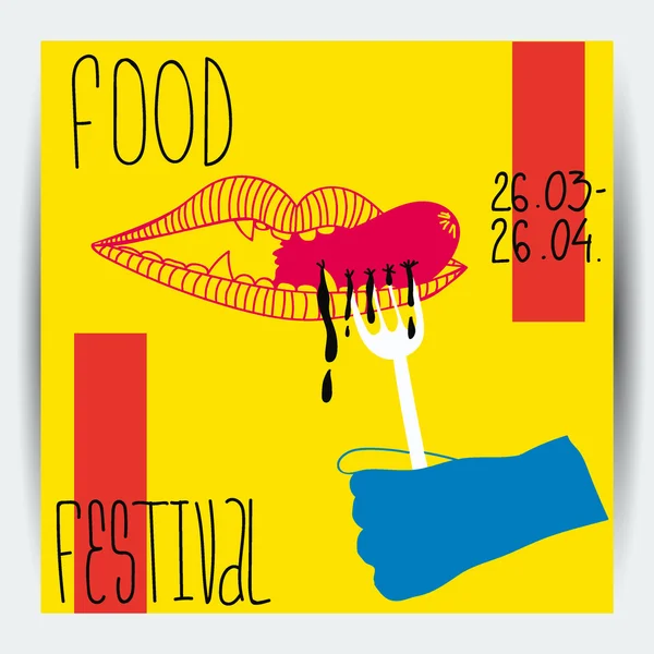 Funky food festival. Modern Flyer, invitation, poster template — Stock Vector