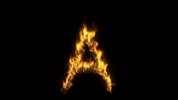 Animation Του Γράμματος Στην Πυρκαγιά Άλφα Στρώμα — Αρχείο Βίντεο