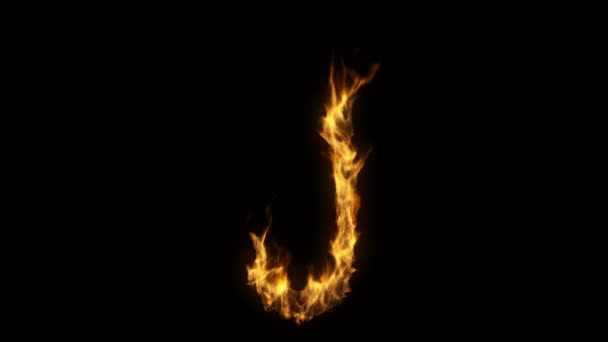 Animation Του Γράμματος Στη Φωτιά Άλφα Στρώμα — Αρχείο Βίντεο