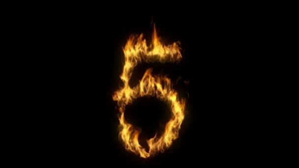 Animation Number Five Fire Alpha Layer — Stock Video