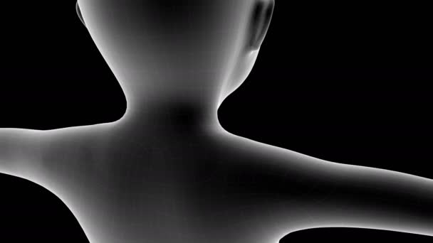 儿童X光全息图3D动画 用阿尔法通道显示颈部痛处 — 图库视频影像