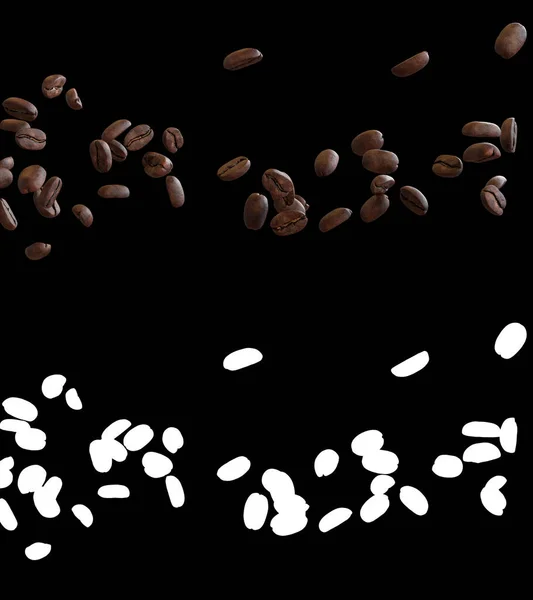 Illustration Coffee Beans Flow Alpha Layer — Stock Photo, Image