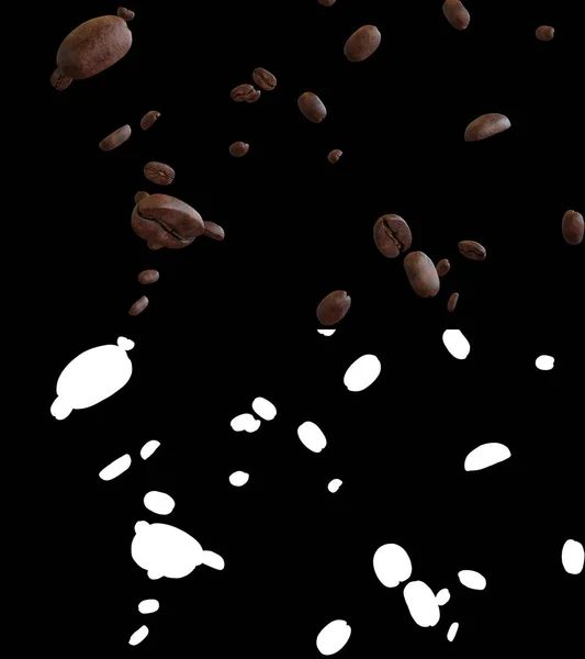 Иллюстрация Потока Кофейных Зерен Альфа Слоем — стоковое фото