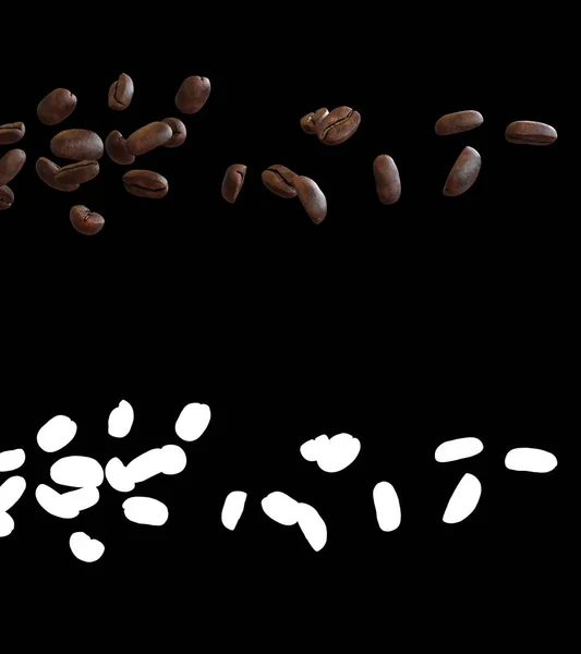 Illustration Coffee Beans Flow Alpha Layer — Stock Photo, Image