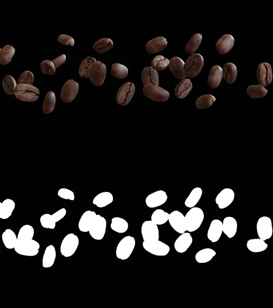 Illusztráció Kávébab Áramlását Alfa Réteg — Stock Fotó
