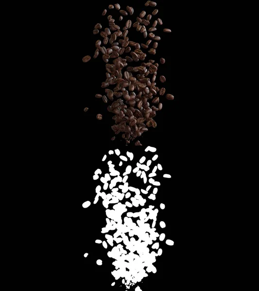 Illustration Coffee Beans Flow Alpha Layer — Stock Photo, Image