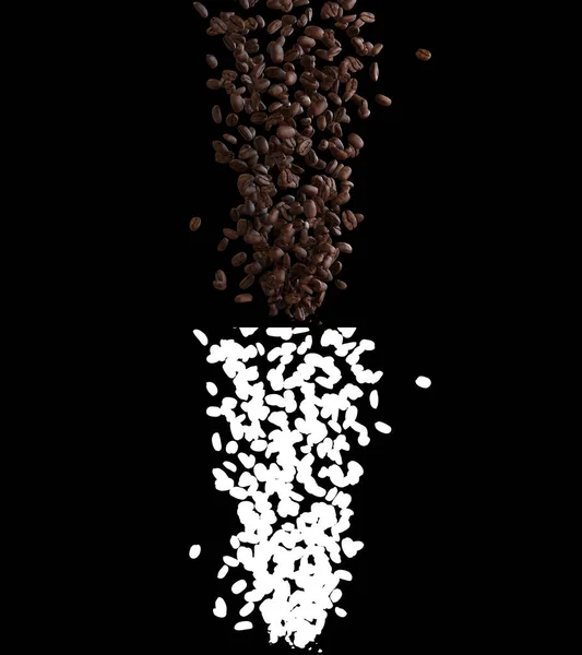 Illusztráció Kávébab Áramlását Alfa Réteg — Stock Fotó