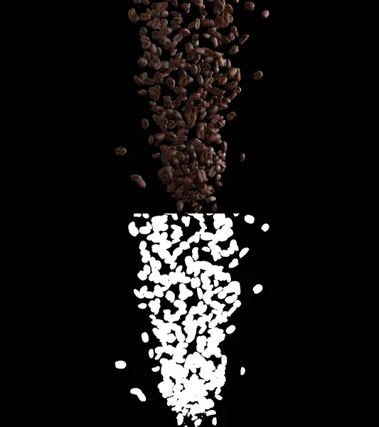 Illustration Coffee Beans Flow Alpha Layer — Stock Photo, Image