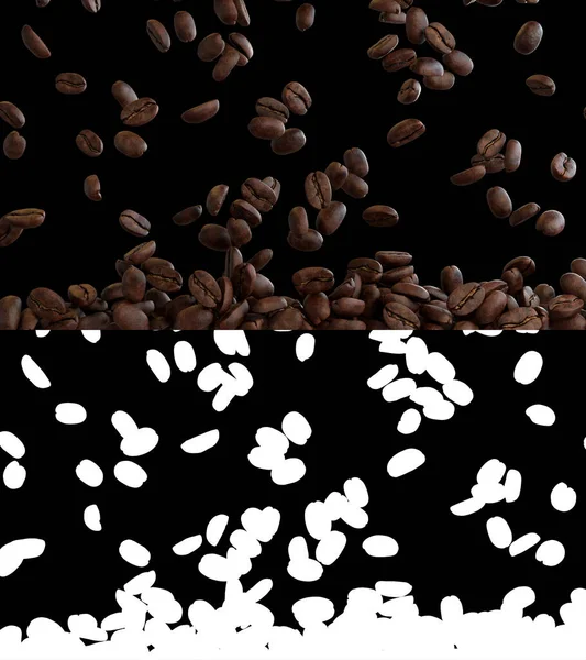 Illustration Coffee Beans Flow Alpha Layer — Stock Photo, Image