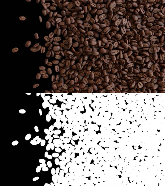 Illustration Coffee Beans Flow Alpha Layer — Stock Photo, Image