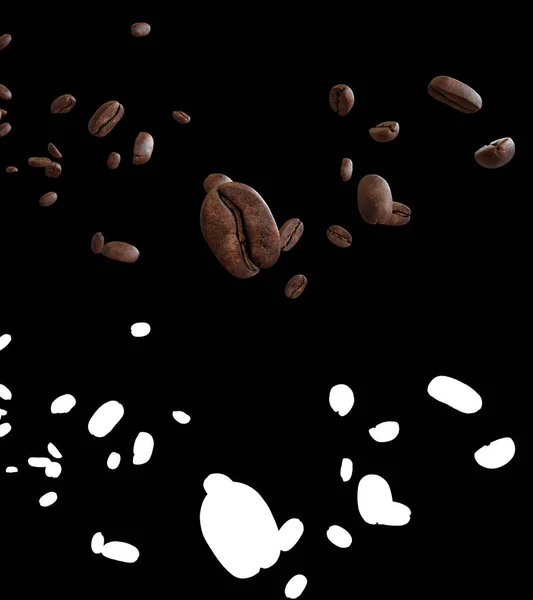 Illustration Coffee Beans Flow Alpha Layer — Stock Photo, Image