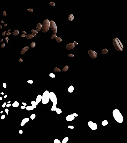 Illustration Coffee Beans Flow Alpha Layer — Stock Photo, Image