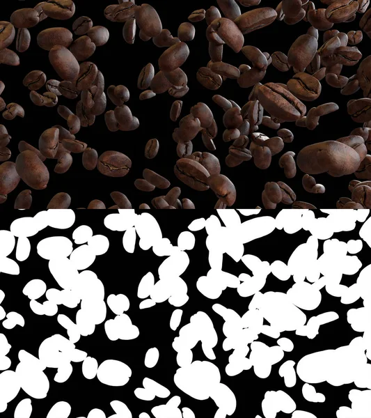 Illustrazione Flusso Chicchi Caffè Con Strato Alfa — Foto Stock