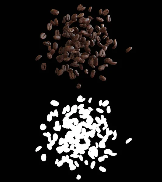 Ilustración Flujo Granos Café Con Capa Alfa Imagen de stock