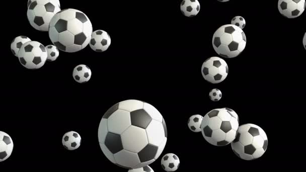 Animazione Del Flusso Palloni Calcio Con Strato Alfa — Video Stock