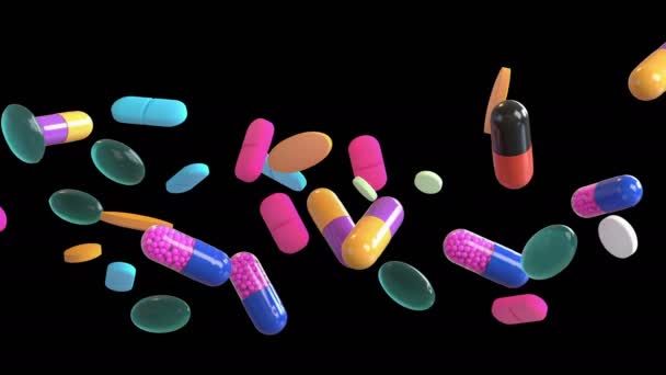Animation Medicine Pills Flow Alpha Layer — Stock Video