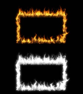 3D illustration of rectangle shape on fire with alpha layer clipart