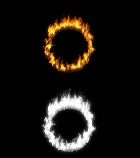 3D illustration of circle shape on fire with alpha layer