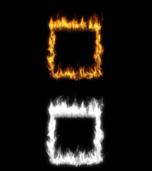 Illustratie Van Vierkante Vorm Vuur Met Alpha Laag — Stockfoto