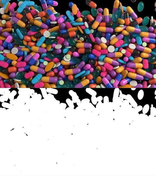 薬の薬液の流れの3Dイラストアルファ層 — ストック写真