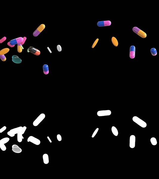 Illusztrációja Gyógyszer Tabletták Áramlását Alfa Réteg — Stock Fotó