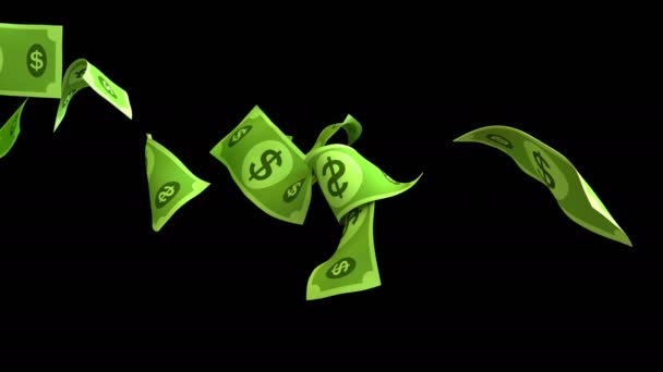 Animation Billets Banque Dollars Flux Avec Couche Alpha — Video