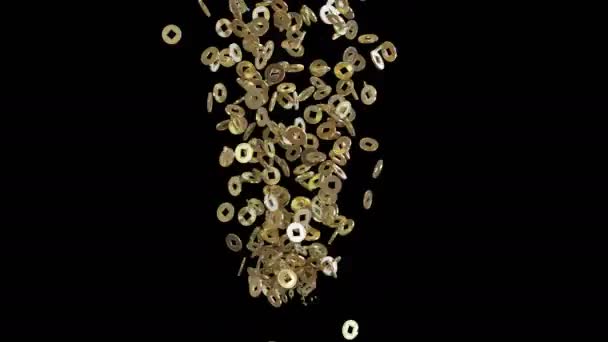 Animation Της Κινεζικής Νέα Χρονιά Χρυσά Νομίσματα Ροή Άλφα Στρώμα — Αρχείο Βίντεο