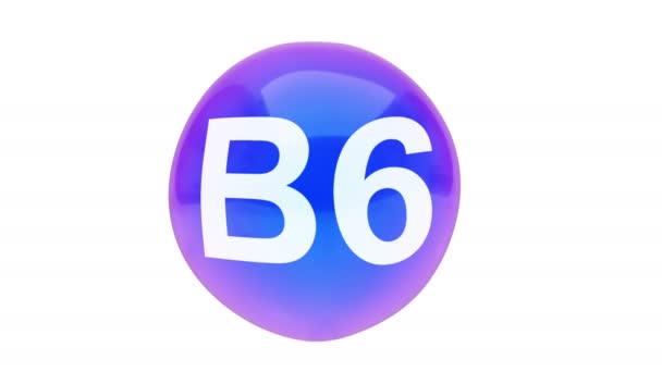 泡球ビタミンB6の3Dアニメーションアルファ層と白い背景に浮かんでいます — ストック動画