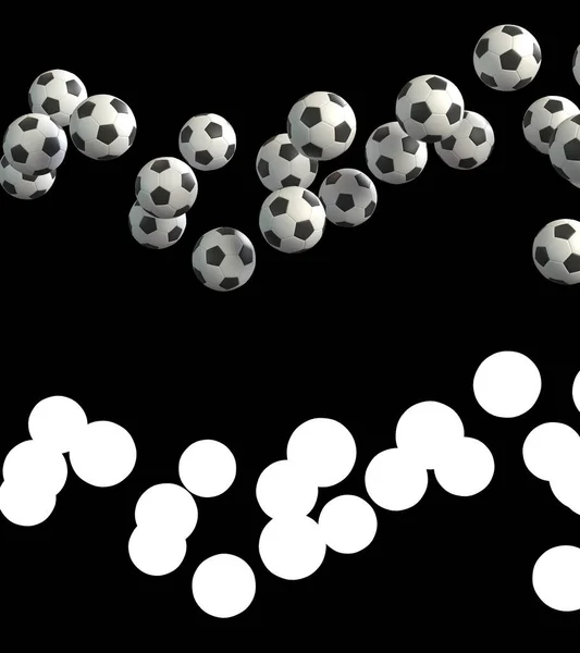 Ilustrace Toku Fotbalových Míčků Alfa Vrstvou — Stock fotografie