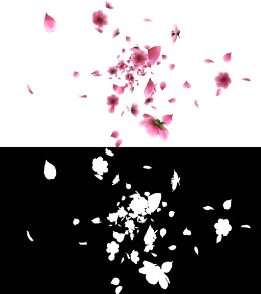 Ілюстрація Рожевих Пелюсток Квітки Сакури Течуть Альфа Шаром — стокове фото
