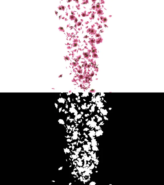 Illustration Pink Cherry Sakura Flower Petals Flow Alpha Layer — Foto Stock