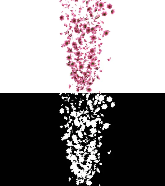 Ilustracja Różowego Wiśni Sakura Płatki Kwiatów Płyną Warstwą Alfa — Zdjęcie stockowe