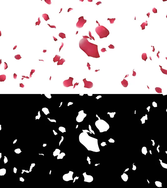 Illustration Rose Petals Flow Alpha Layer — Zdjęcie stockowe