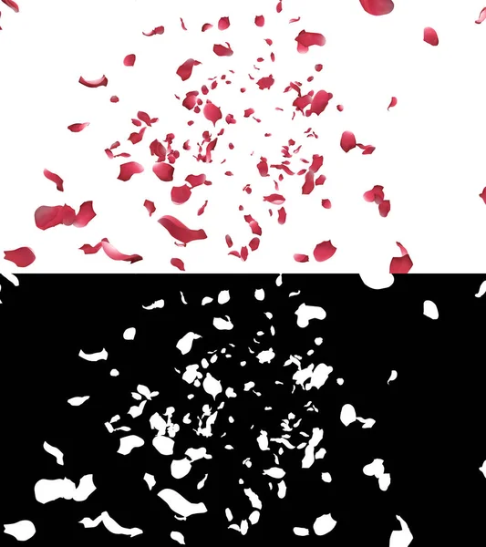 Illustration Rose Petals Flow Alpha Layer — Foto Stock