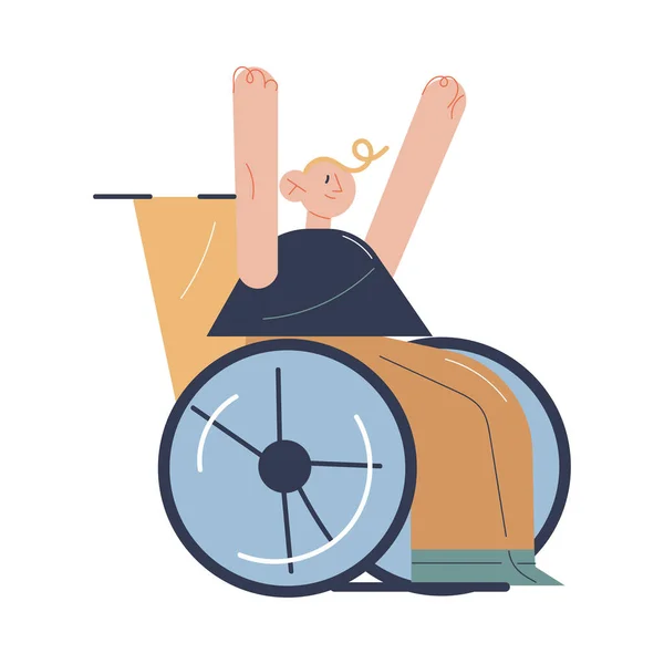 在康复过程中，年轻医生在轮椅上滚动病人 — 图库矢量图片