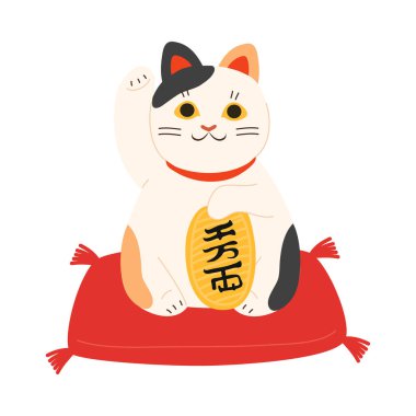 Renkli maneki neko japon kedi heykeli.