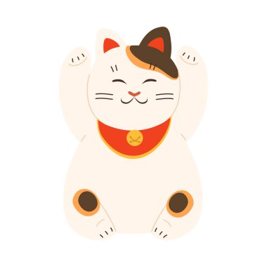 Beyaz Japon Geleneksel Maneki Neko Kedi Heykeli