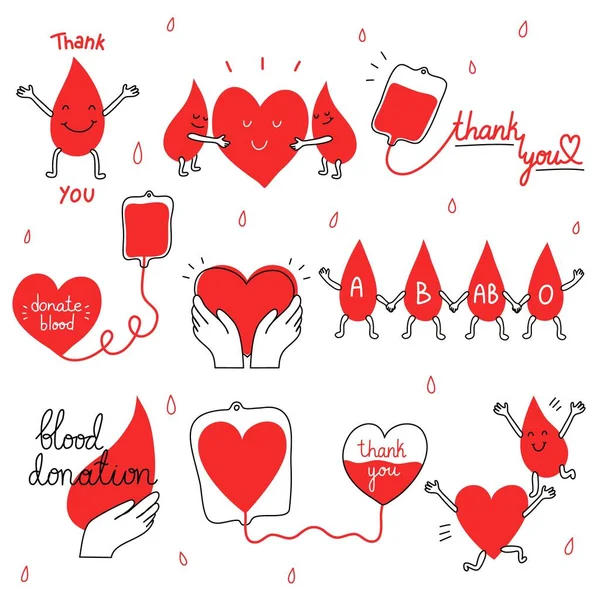 Conjunto de iconos del sistema de donación de sangre para salvar vidas — Archivo Imágenes Vectoriales