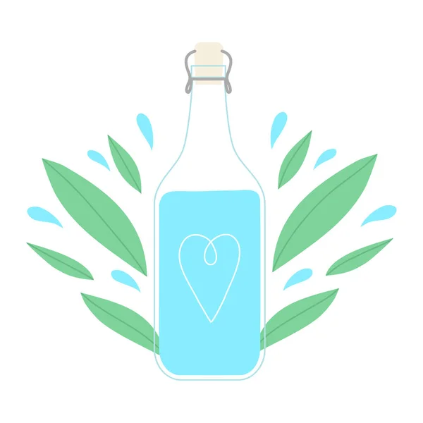 Bottiglia di vetro con acqua potabile pura pulita per uno stile di vita sano — Vettoriale Stock