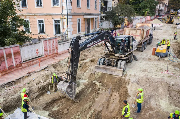 Lviv Ucrânia Novembro 2020 Reparos Rodoviários Shevchenko Str Lviv Ucrânia — Fotografia de Stock