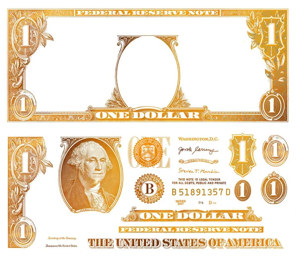 黄金のテクスチャ1米ドル紙幣 設計上の要素 — ストック写真