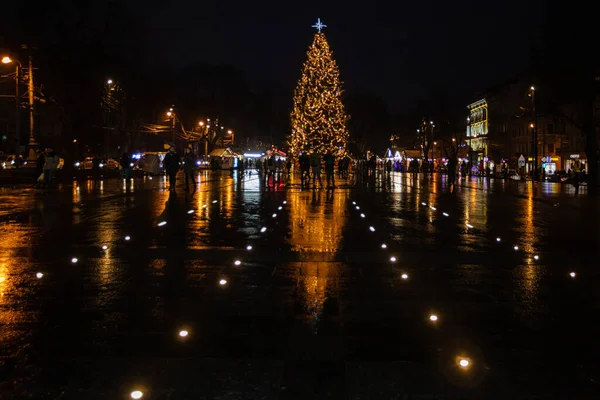 Árvore Natal 2021 Perto Ópera Lviv — Fotografia de Stock