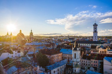 Lviv, Ukrayna - 17 Nisan 2020: İHA 'dan Mary' nin Varsayımının Ermeni Katedrali