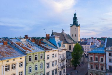 Lviv, Ukrayna - 25 Ağustos 2020: İHA 'dan Ukrayna' nın Lviv kentindeki Latin Katedrali