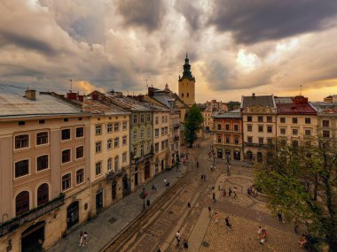 Lviv, Ukrayna - 25 Ağustos 2020: İHA 'dan Ukrayna' nın Lviv kentindeki Latin Katedrali