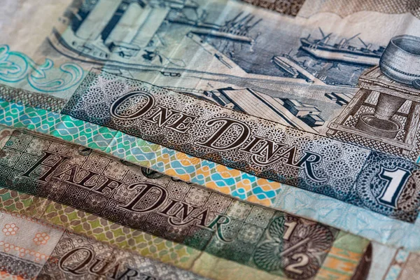 Primeros Planos Los Billetes Kuwaitíes Dinares Uno Medio Cuarto — Foto de Stock