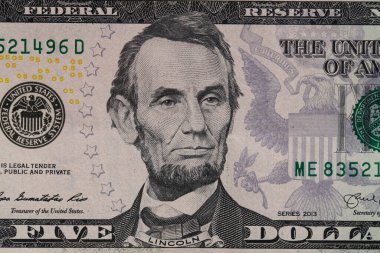 Tasarım amaçlı 5 dolarlık banknotun bir parçası